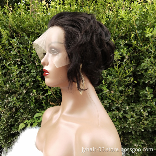 Wholesale Factory Price Brazilian Curly Short Pixie Cut  Wig Human Hair Lace Front Wigs For Black Woman